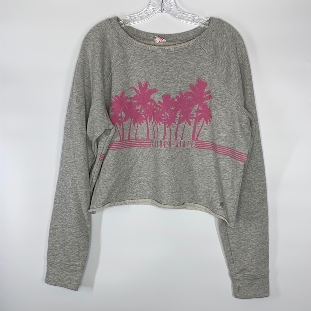 Juicy Couture Golden State Gray Cropped Sweatshirt Size Large